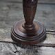 Wood lamp, wooden and vintage copper lamp base, table lamp.