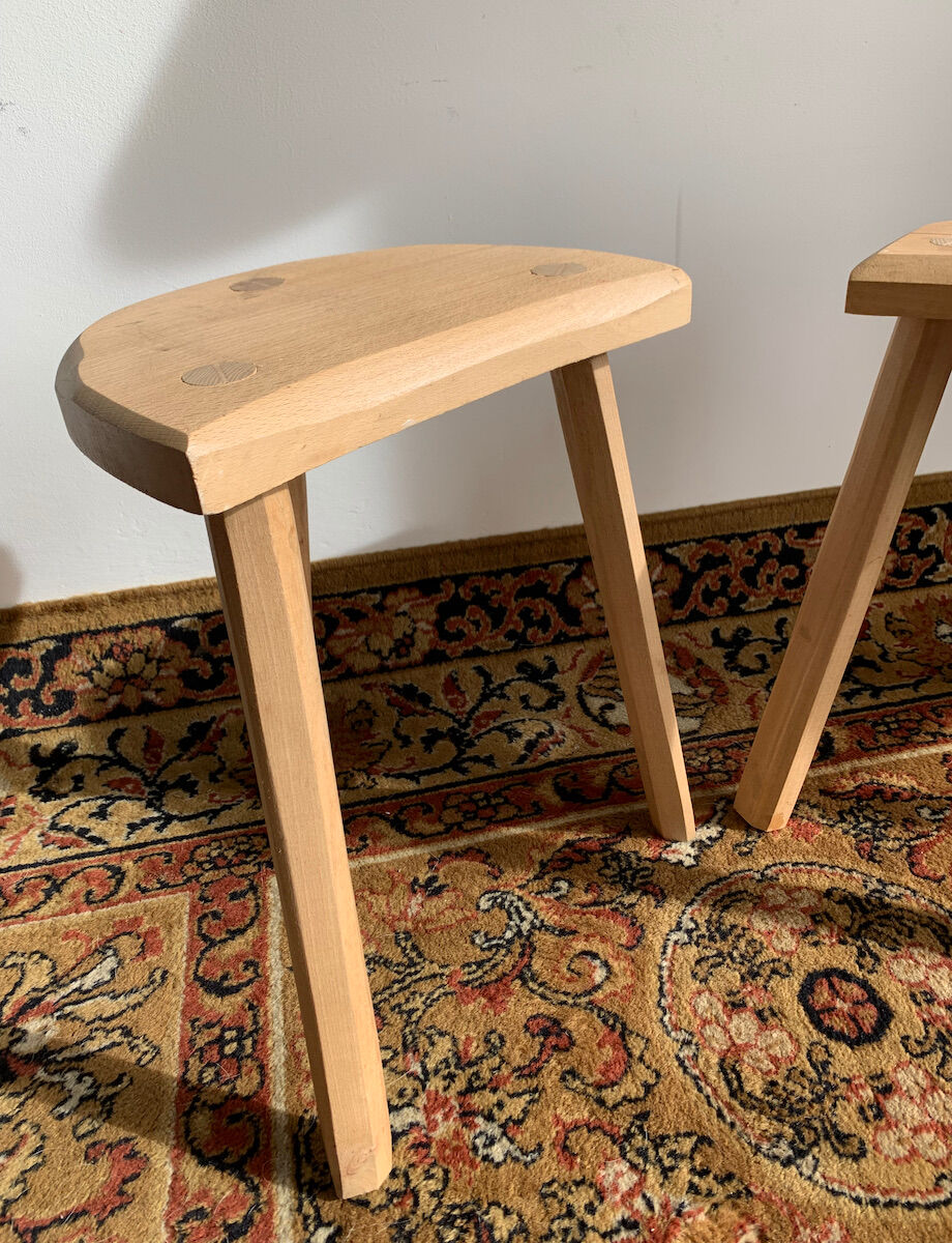 Paire de tabourets  bois brut