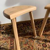 Paire de tabourets  bois brut
