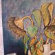Oil on canvas, faded sunflowers