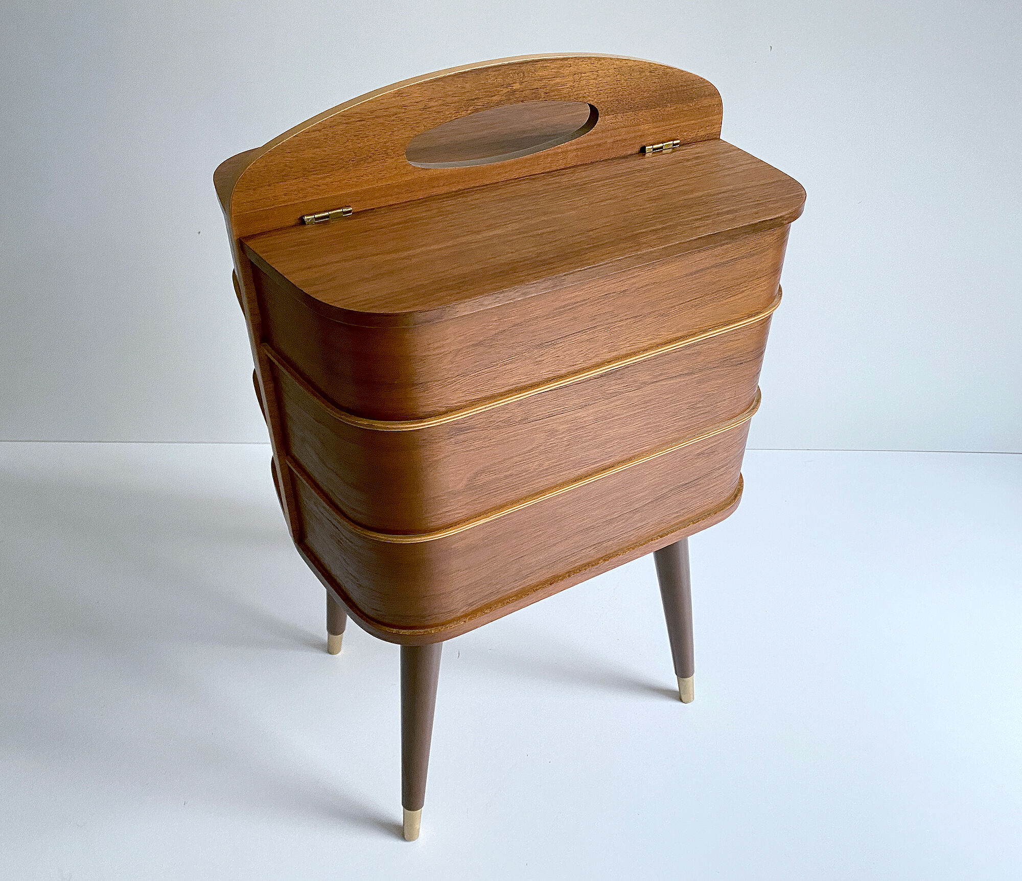 60s Portable Scandinavian Seamstress Worker, Wood