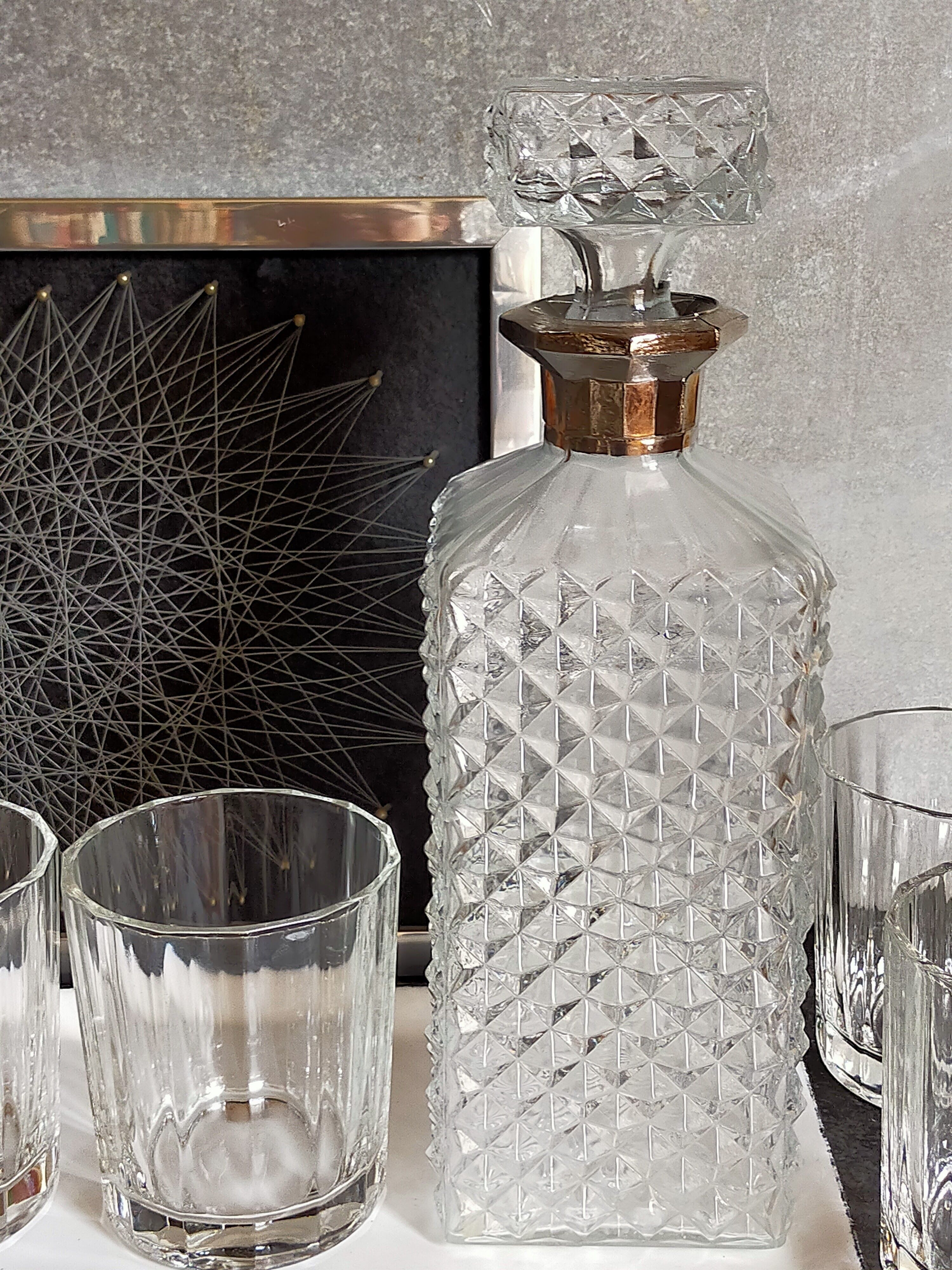 Vintage whisky carafe with golden neck
