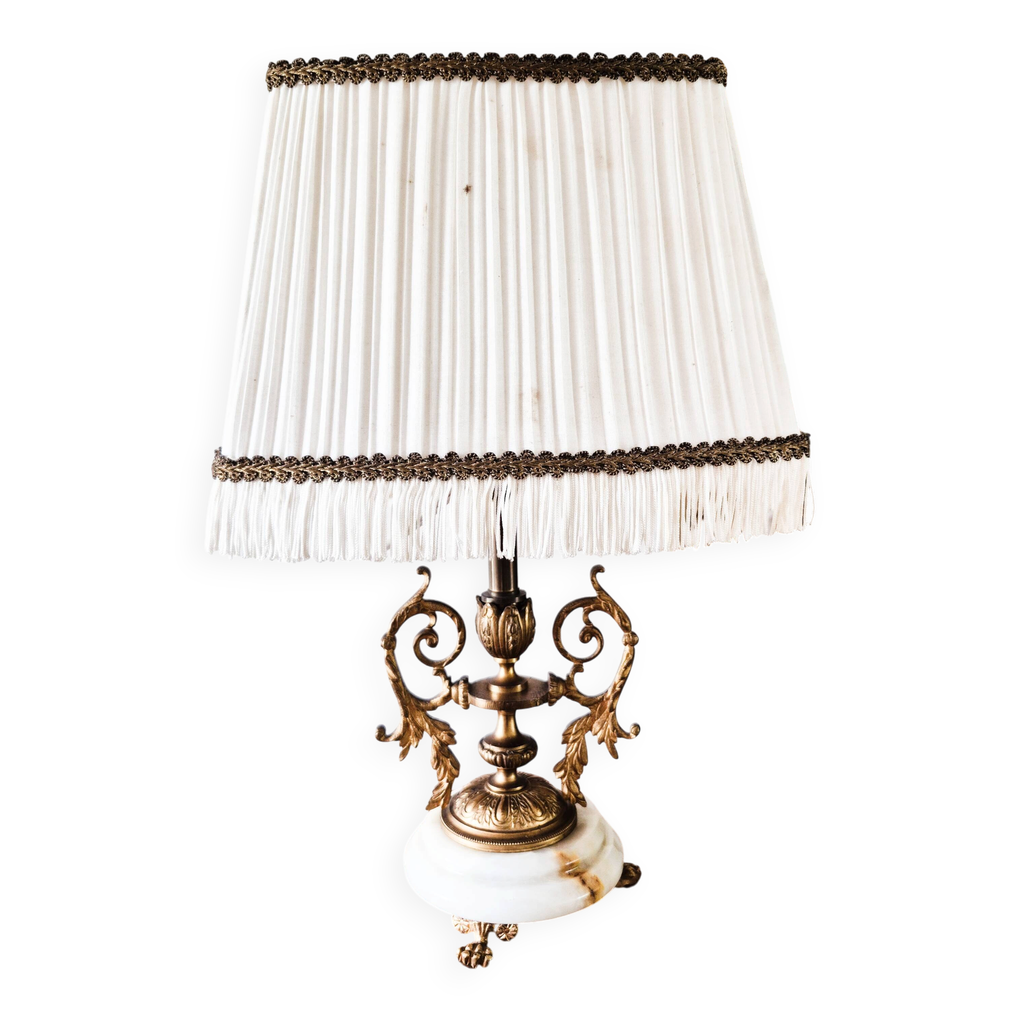Antique 1-light lamp in gilded bronze and onyx, bedside lamp, desk lamp.