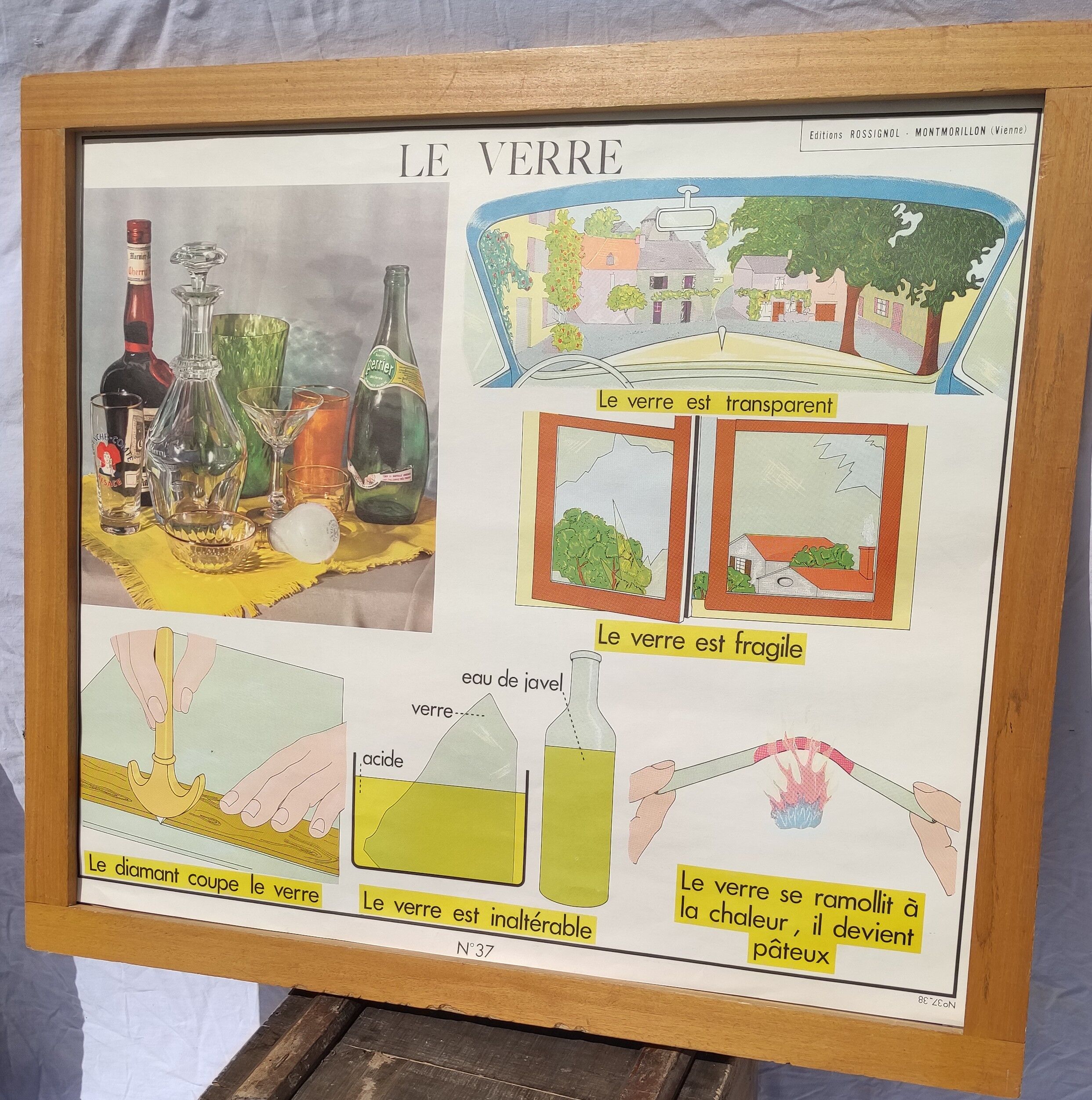 Educational and school poster Rossignol Montmorillon soap and glass