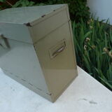 large metal office filing box with handles
