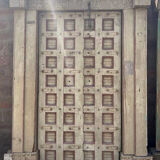 Old Indian door in old teak, piece and patina of origin