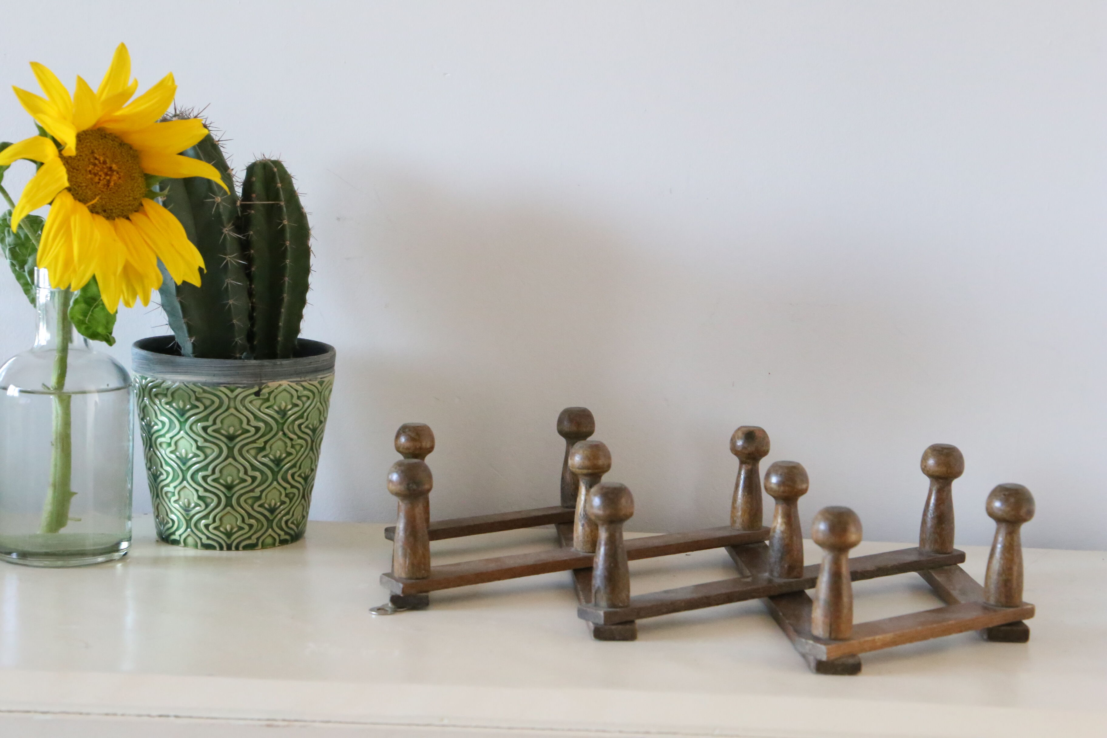 Vintage coat rack, wood, accordion