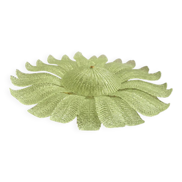 Contemporary Venetian Sunflwer Murano Glass Green Flush Mount