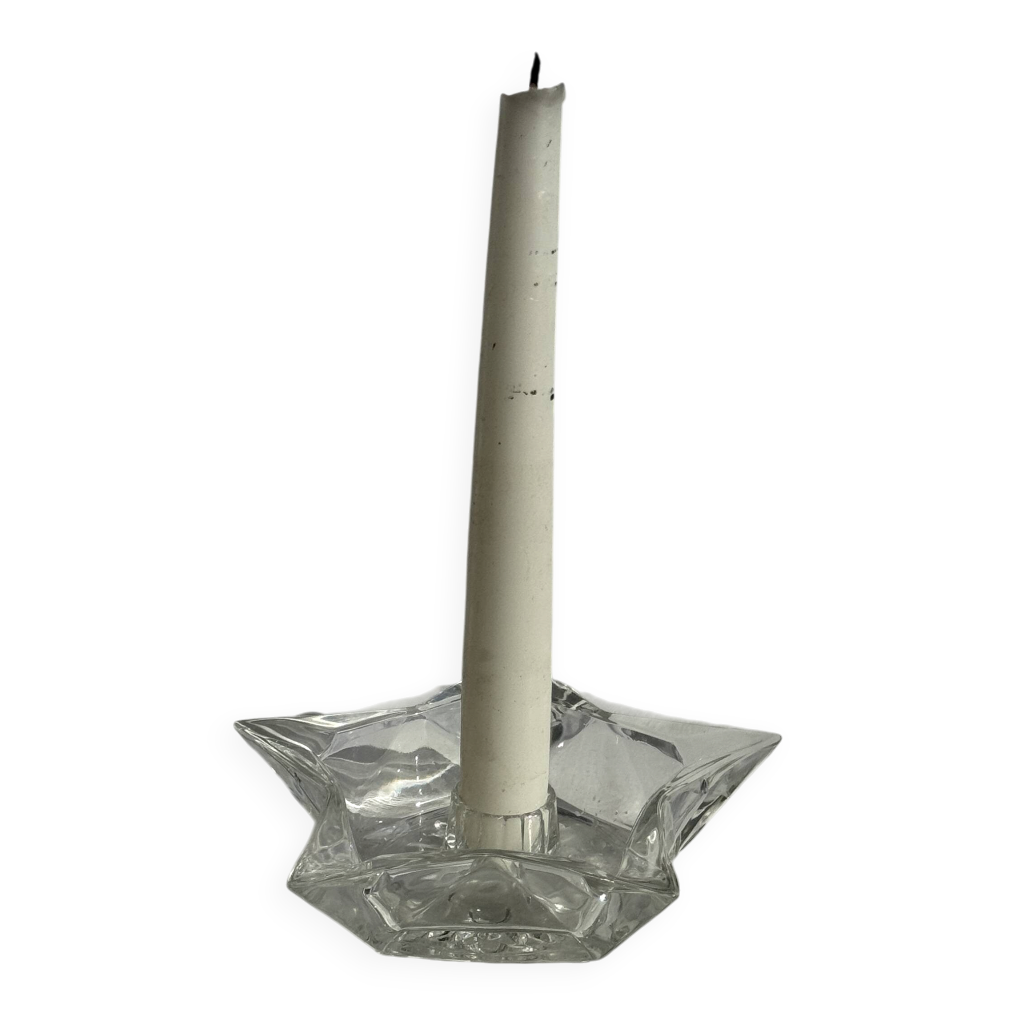 Vintage glass star candle holder D13