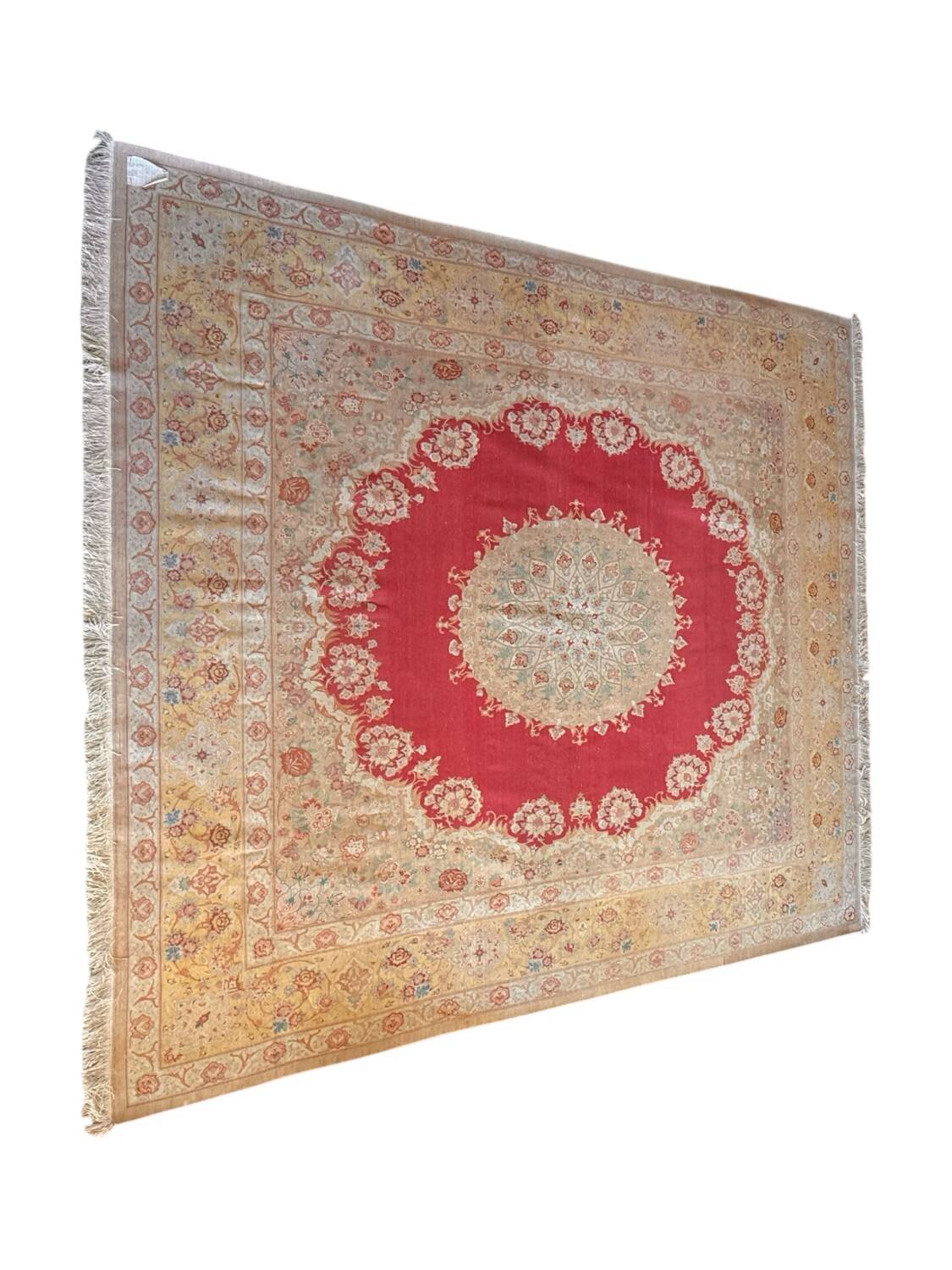 Extra fine Ghoum carpet from Iran in silk, signed Bahrami.