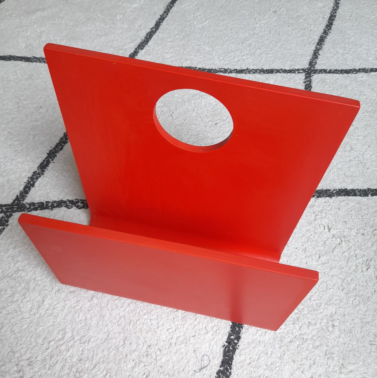 Red wood magazine holder