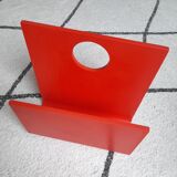 Red wood magazine holder