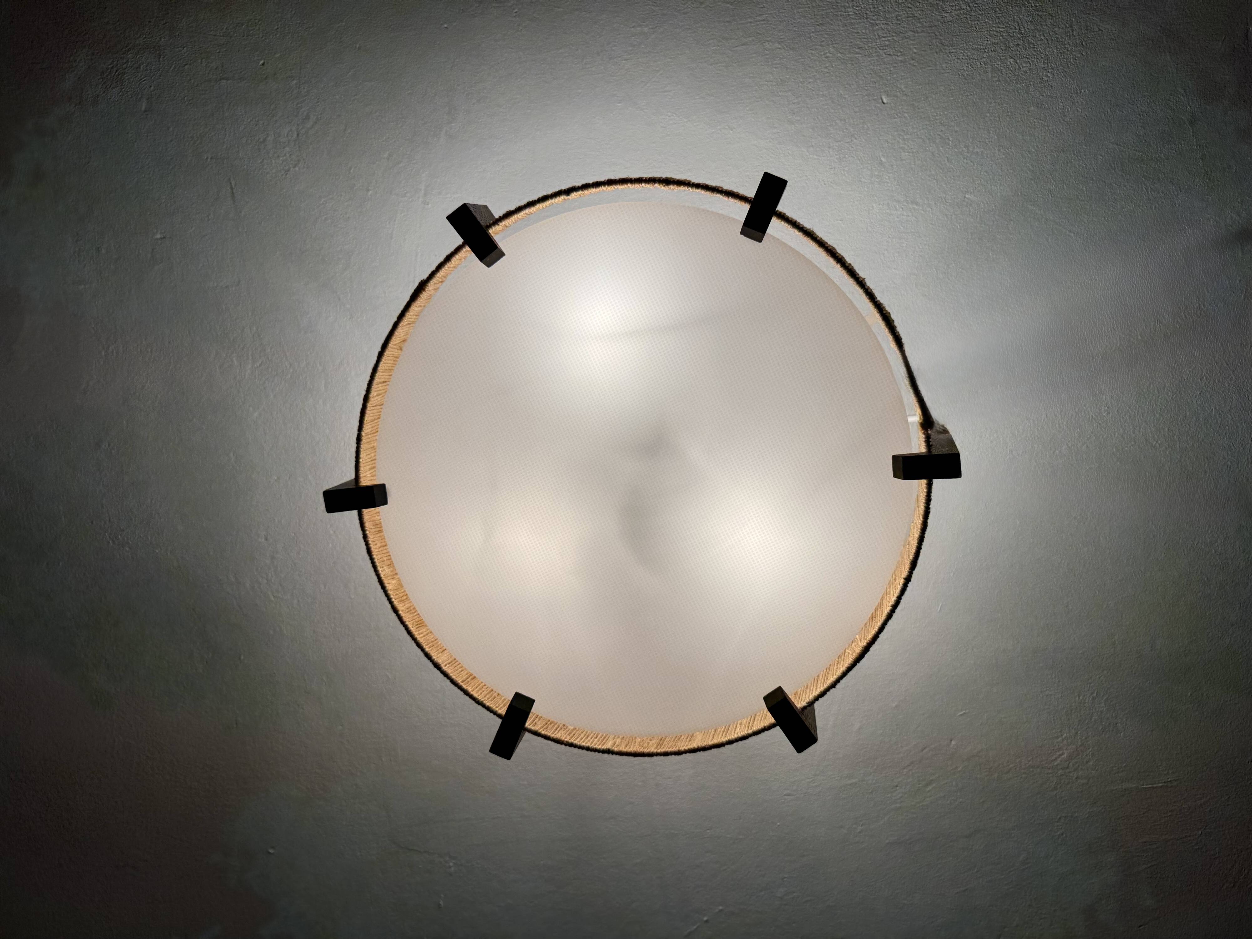 Japan Style Sisal and Teak Pendant Lamp by Temde