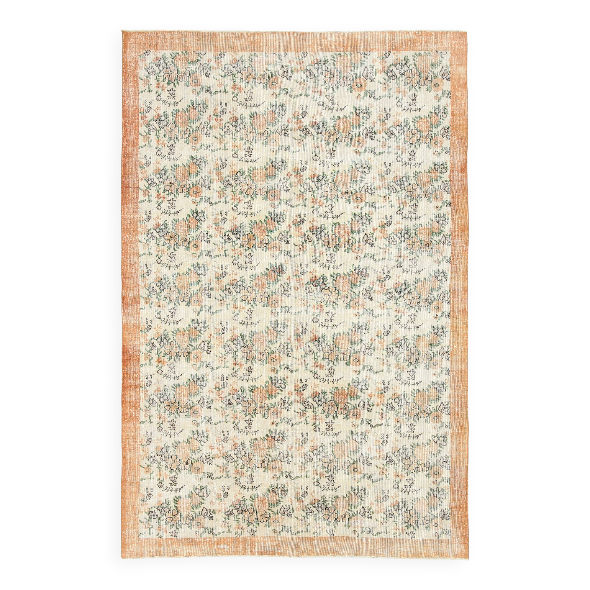 Tapis en laine et coton à décor floral