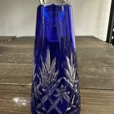 Carafe Art-Deco - Cristal Saint-Louis - Taillé et Bleu Cobalt H 22 cm