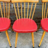 (Lot) 4 beautiful compass-legged chairs from the 60s/70s.