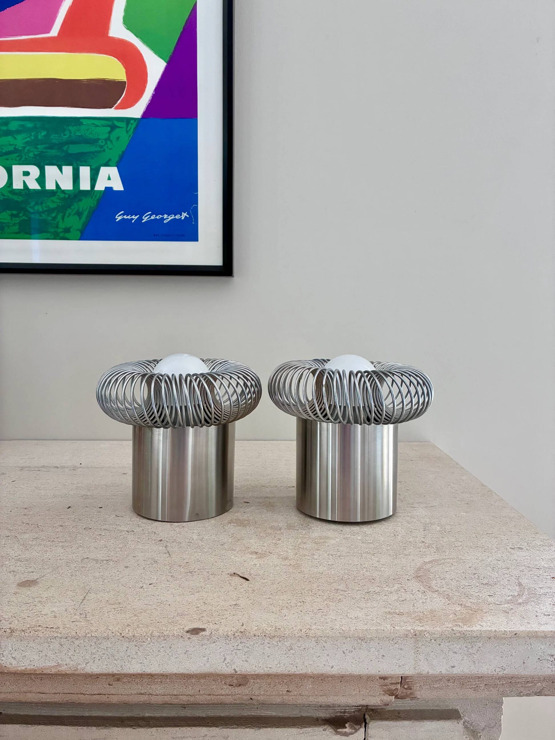 Pair of "Spring" wall lights in metal - Philippe Rogier for Oxar - 1970.