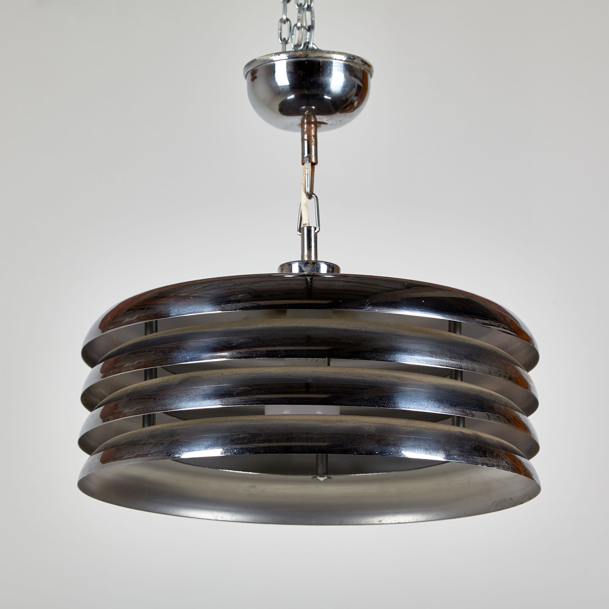 Chrome four-lamella metal pendant by borsfay tamás