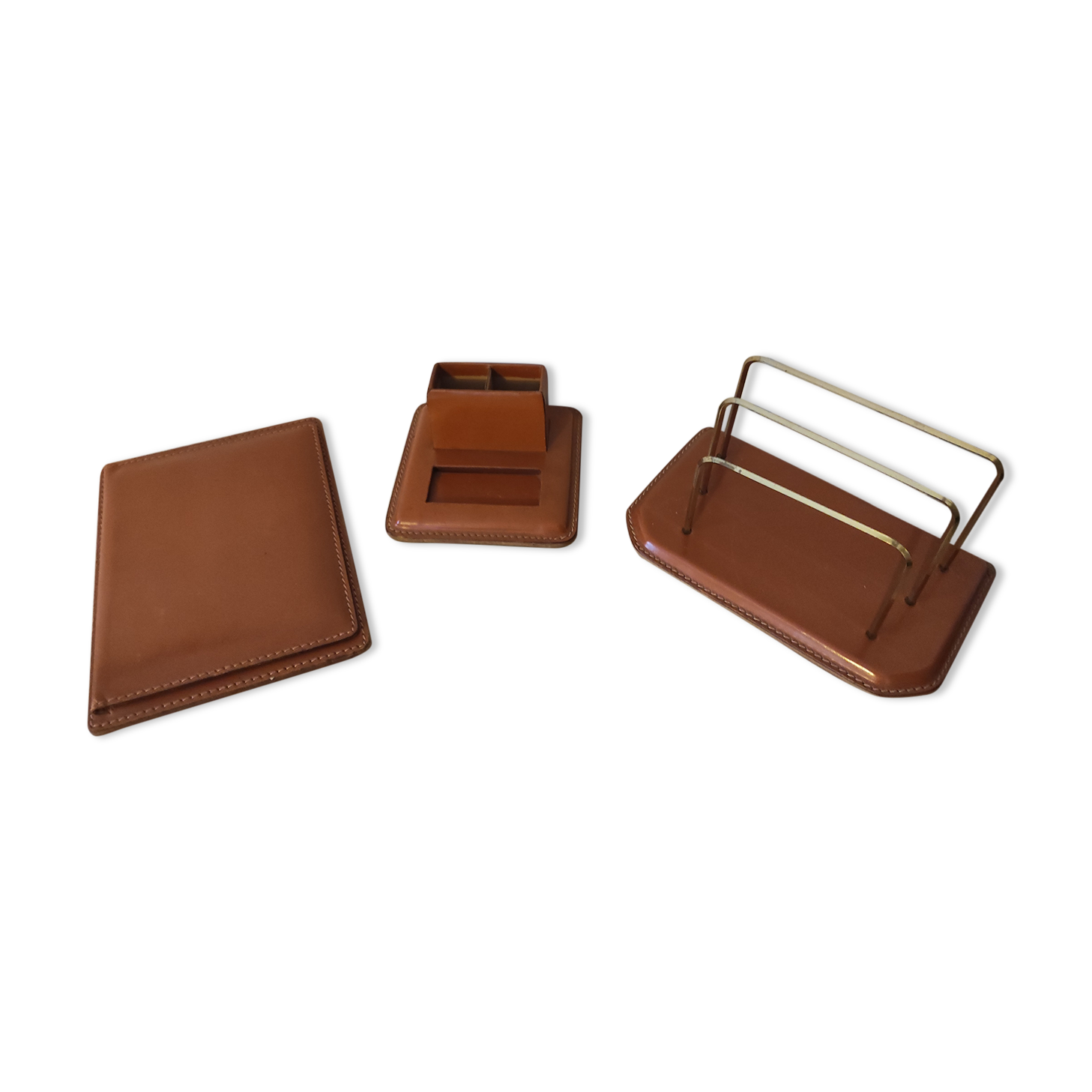 Set accessories office set quilted leather