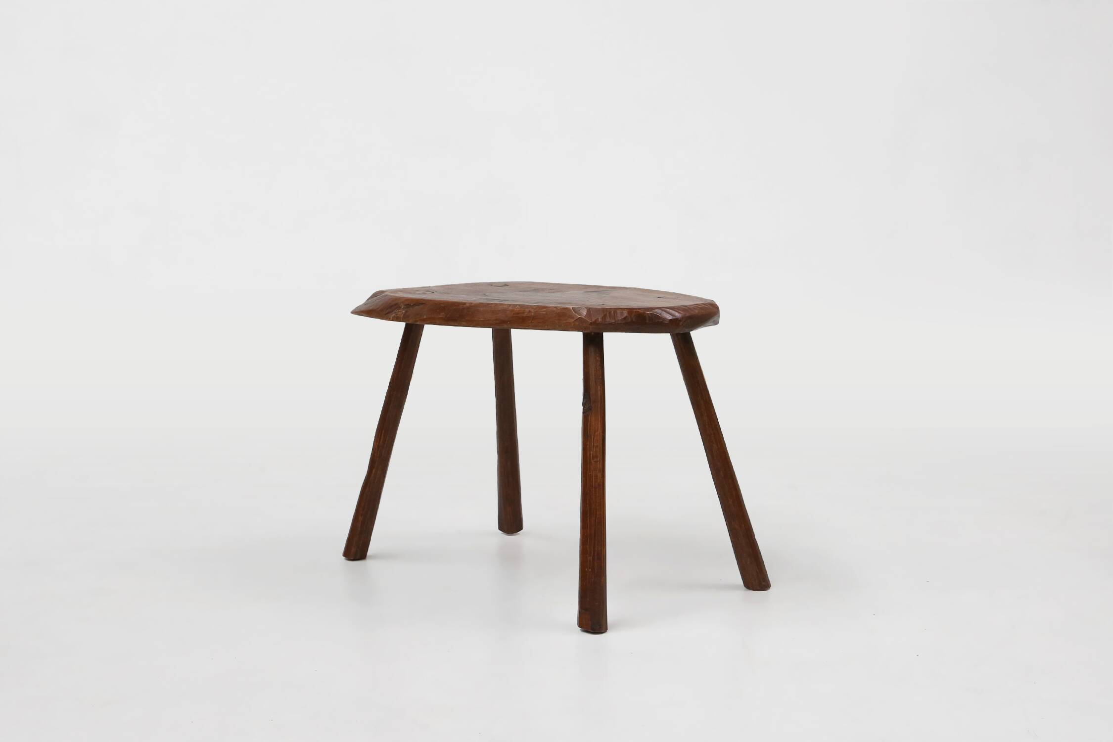 Mid-century Wabi Sabi stool or side table in oak, France ca. 1850