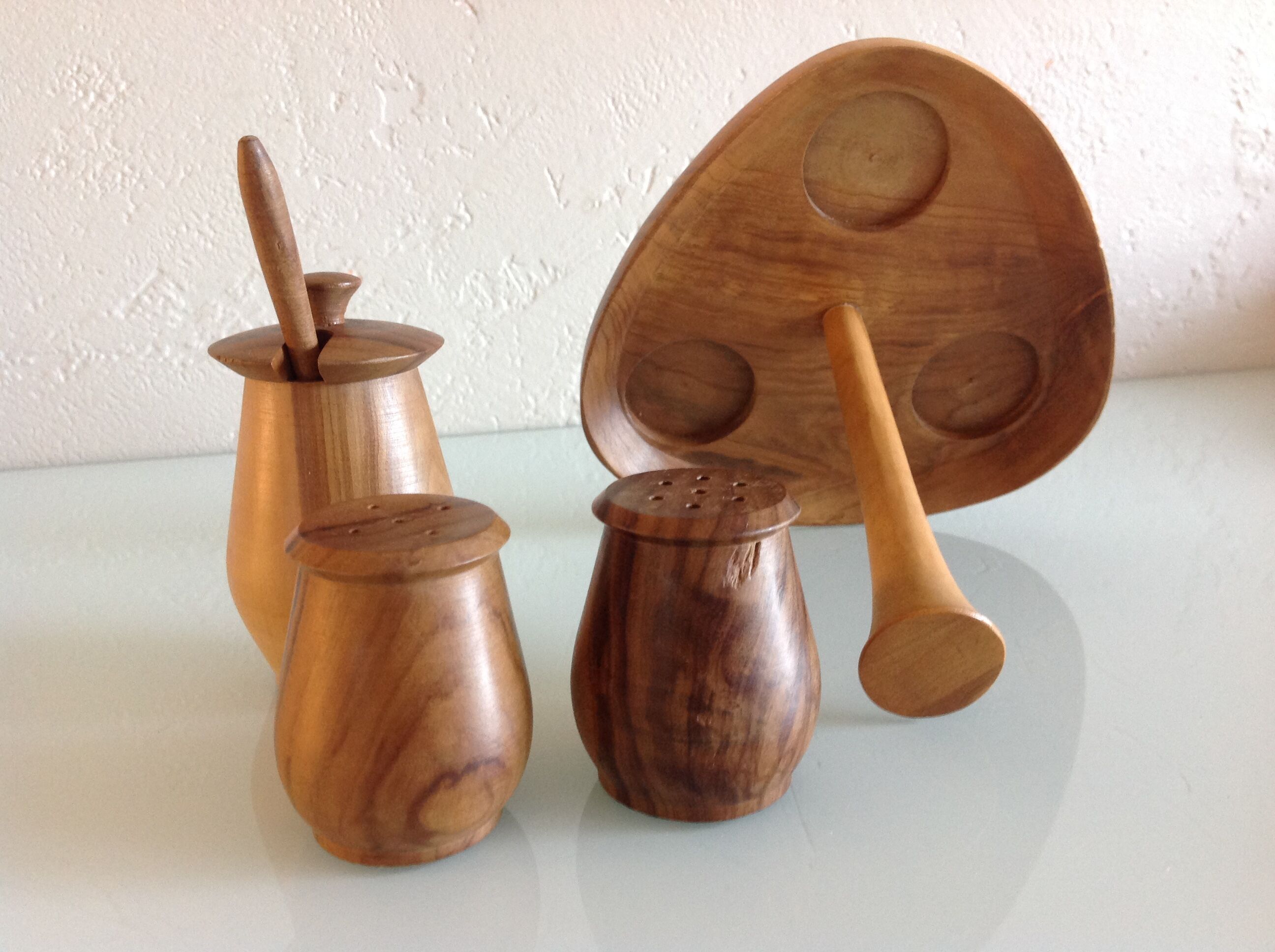Scandinavian style wooden condiment set 60/70