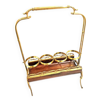 Old pretty range / bottle holder 4 compartments decorative brass