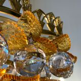 Murano ceiling light yellow flowers and glass balls 1970
