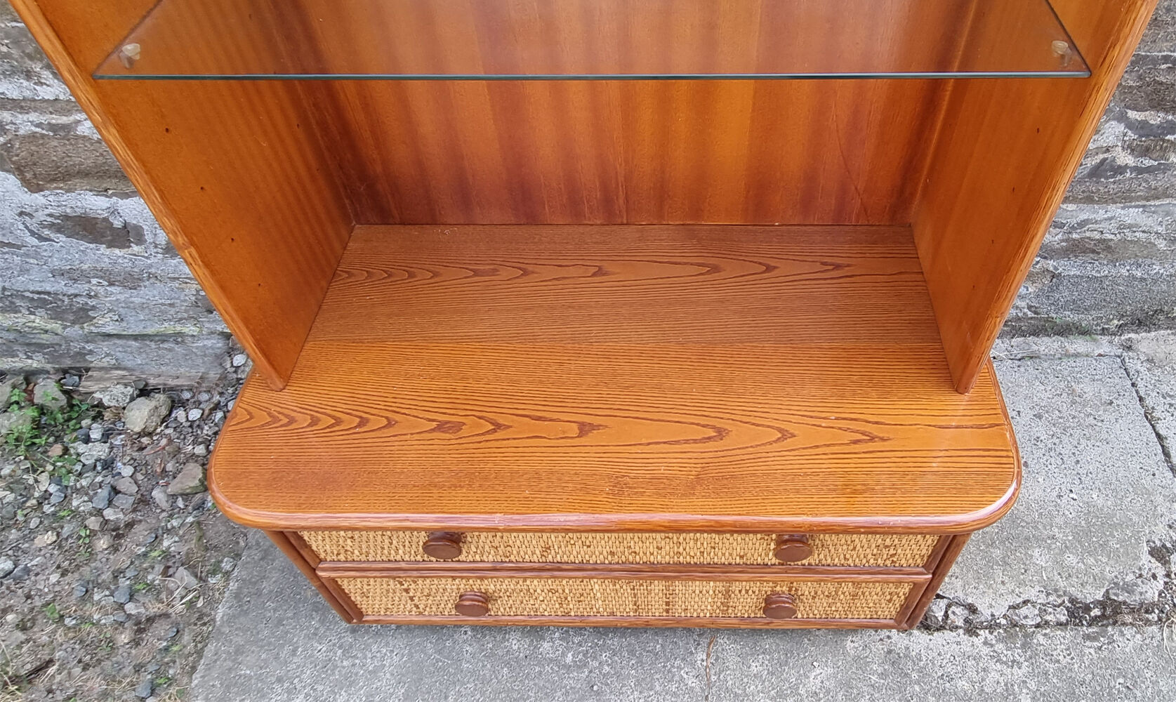 Maugrion bamboo and rattan bookcase with shelves, 1980s