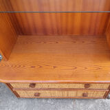 Bookcase bamboo and rattan shelves, Maugrion 80s
