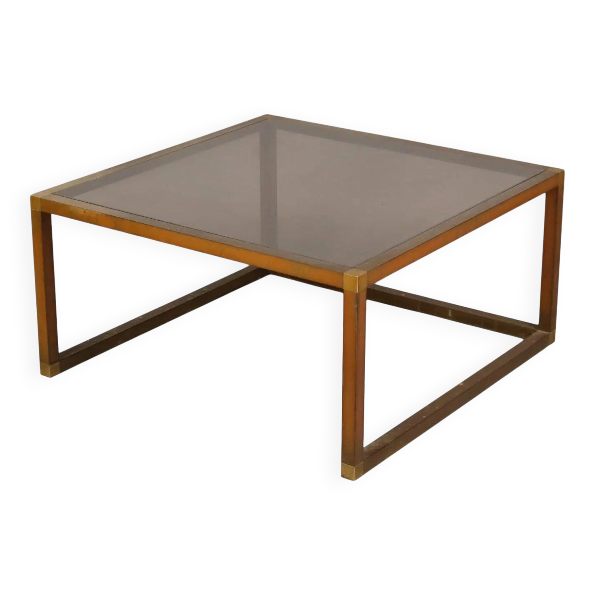 Vintage coffee table in brass and glass, Italy, 1960s-1970s