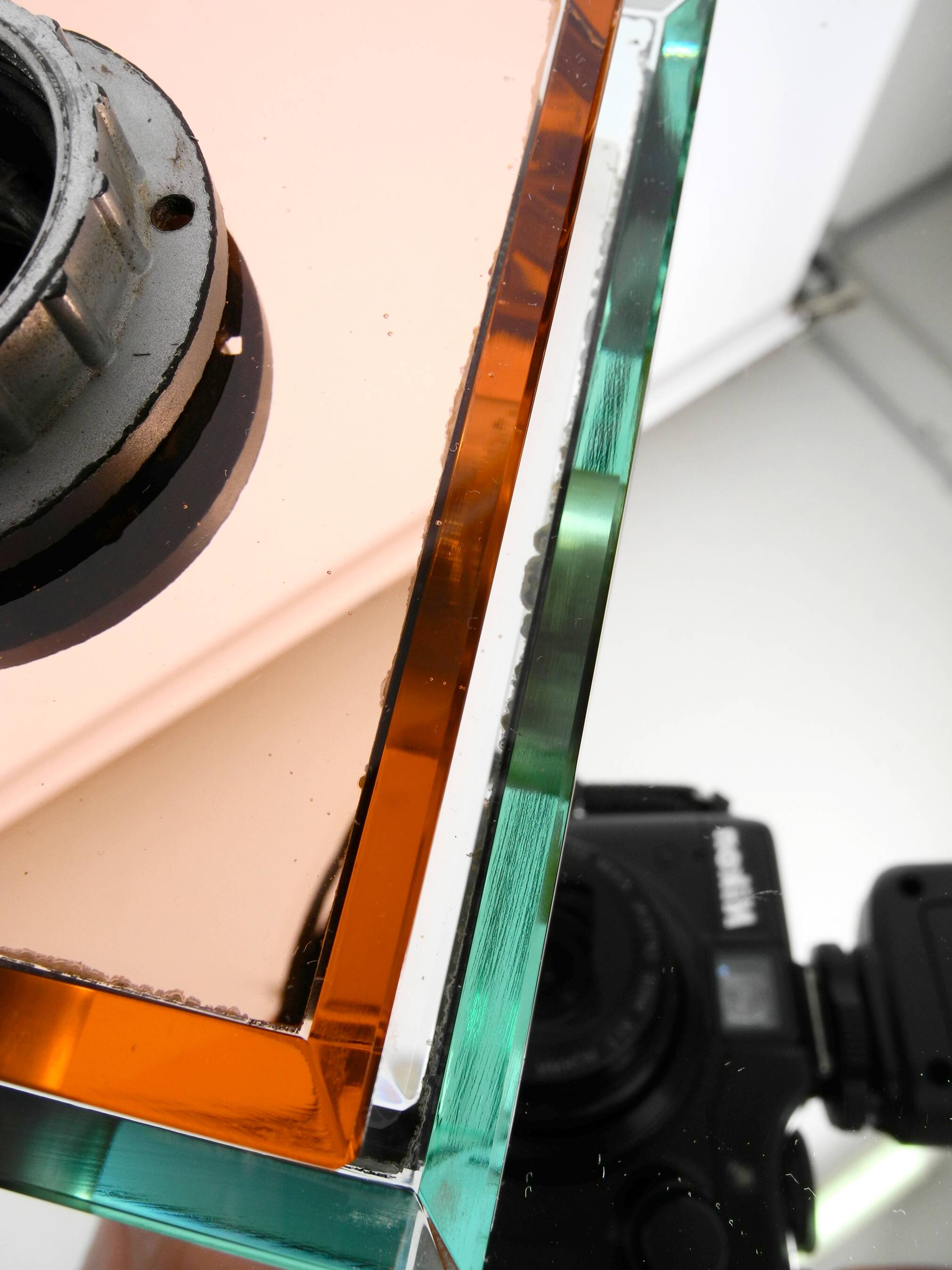 Stunning  large 1980s Italian mirror ceiling lamp in Postmodern design