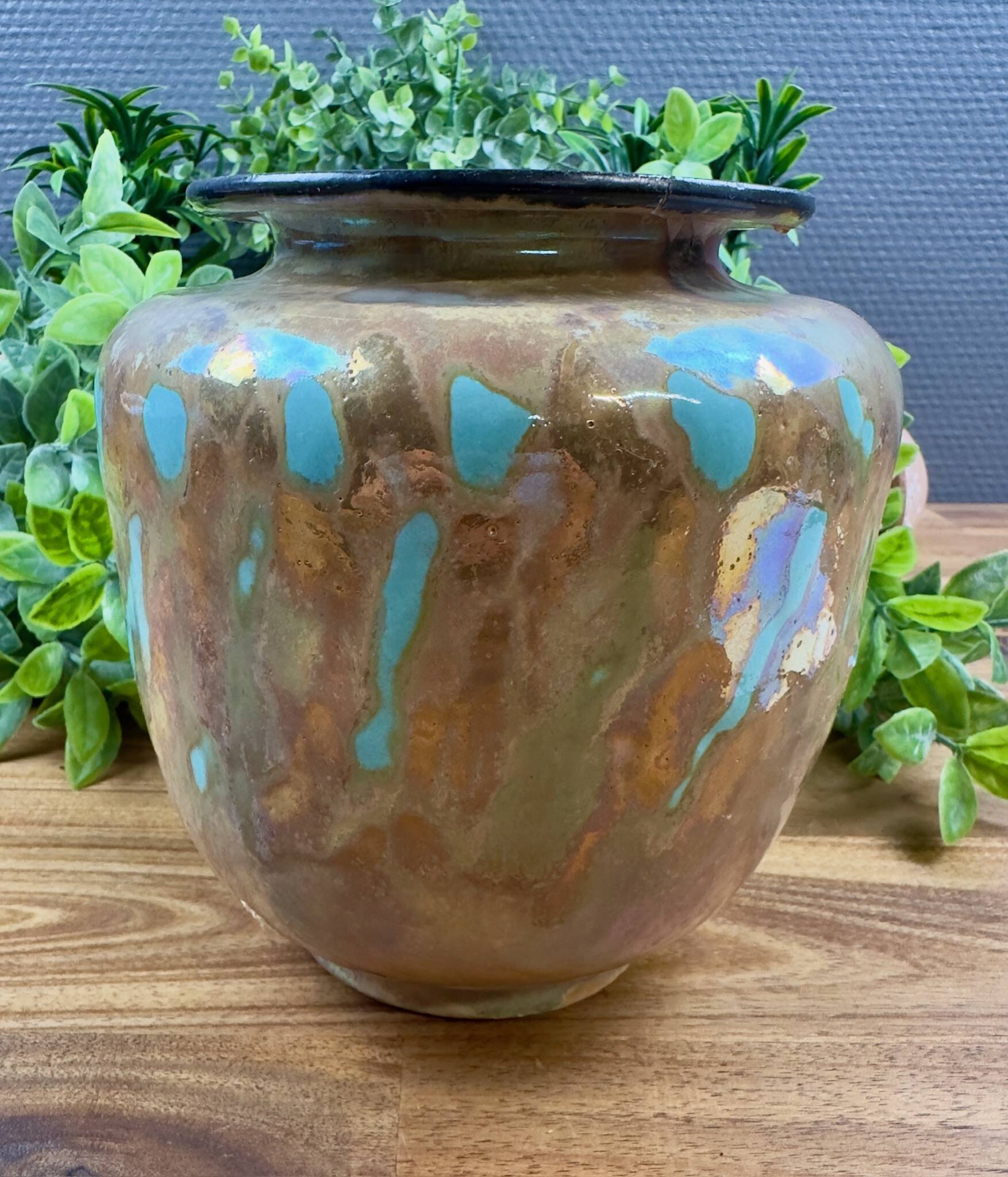 Handcrafted ceramic vase “Unique Piece AR” vintage glazed