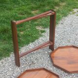 Art Deco folding side table in mahogany with double top marquetry.