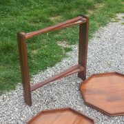 Art Deco folding side table in mahogany with double top marquetry.