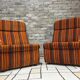 Pair of vintage 1970s modular armchairs – striped orange fabric