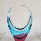 Two-tone glass vase design 70s signed La Vénitie, Nice