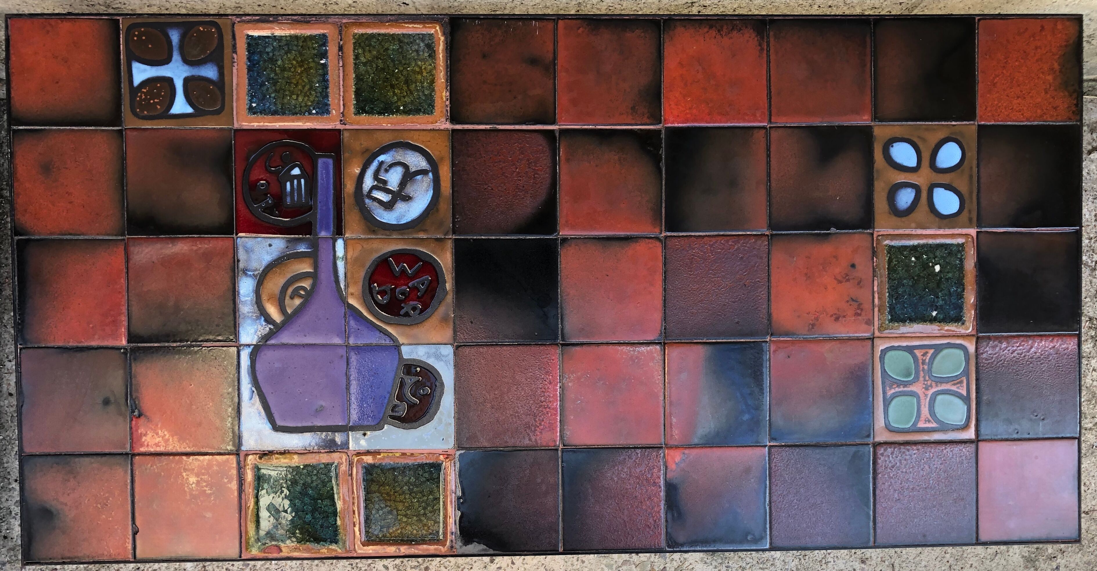 Vintage ceramic and metal coffee table
