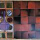 Vintage ceramic and metal coffee table
