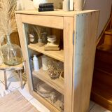 Raw wood display cabinet