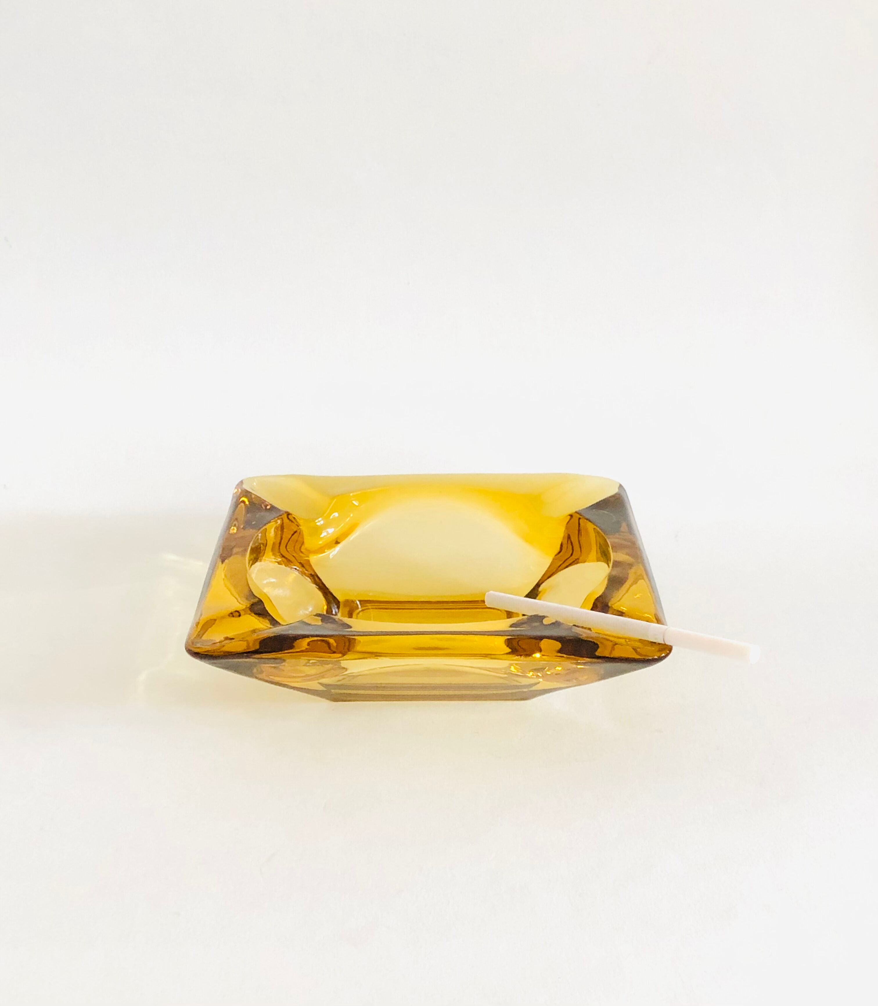 Vintage amber glass ashtray