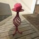 Twisted, patinated wrought iron candlestick red vintage, with pink rose candles
