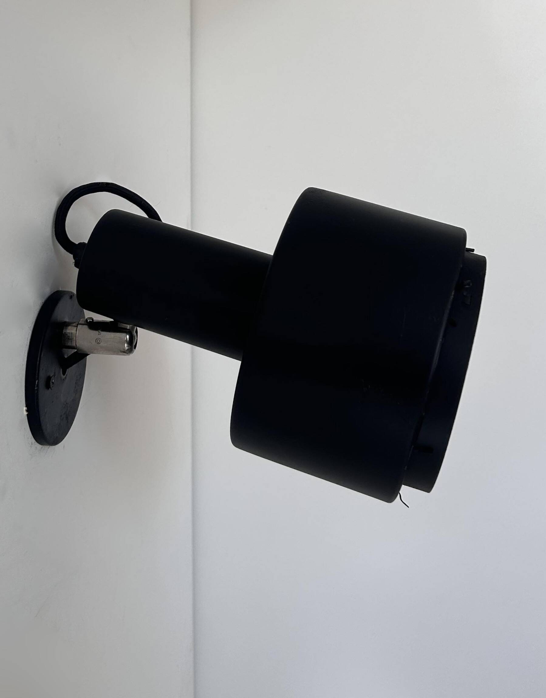 Pair of vintage Louis Poulsen wall lights, black lacquered metal, Denmark 1970s