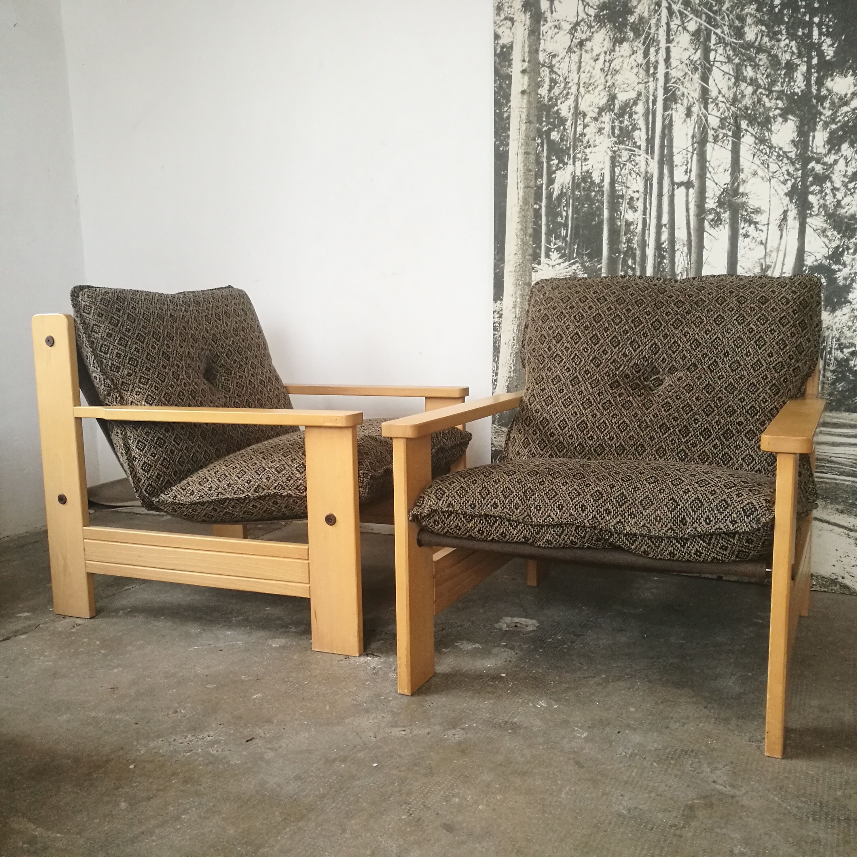 Paire de fauteuils vintage en bois