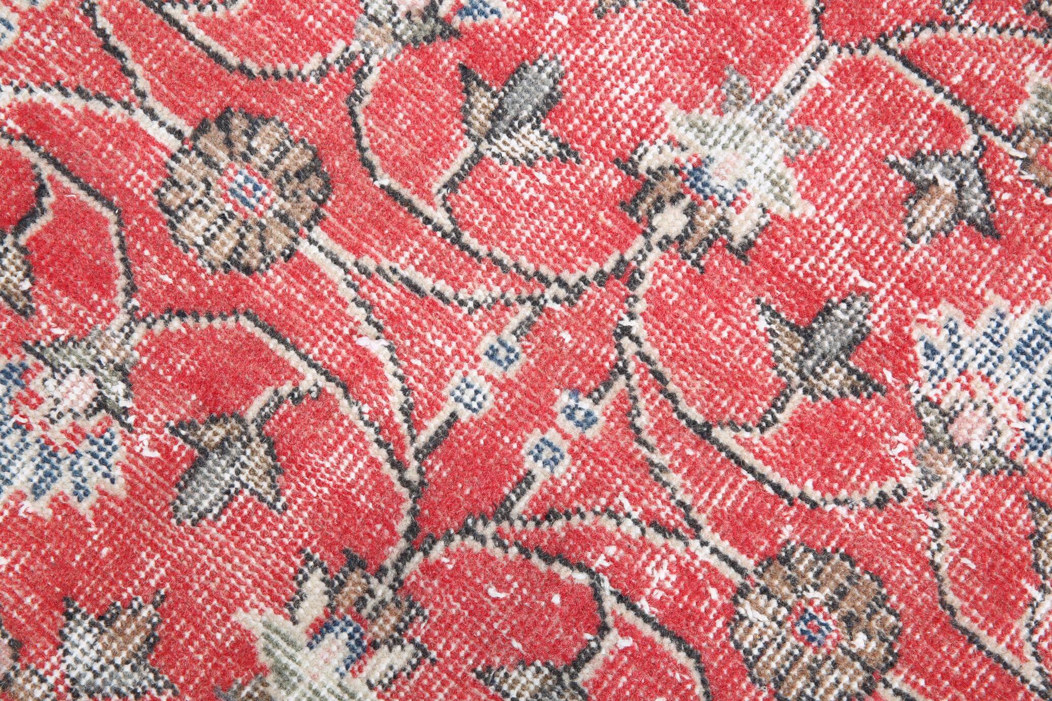 2x8 red floral turkish runner rug.77x261cm