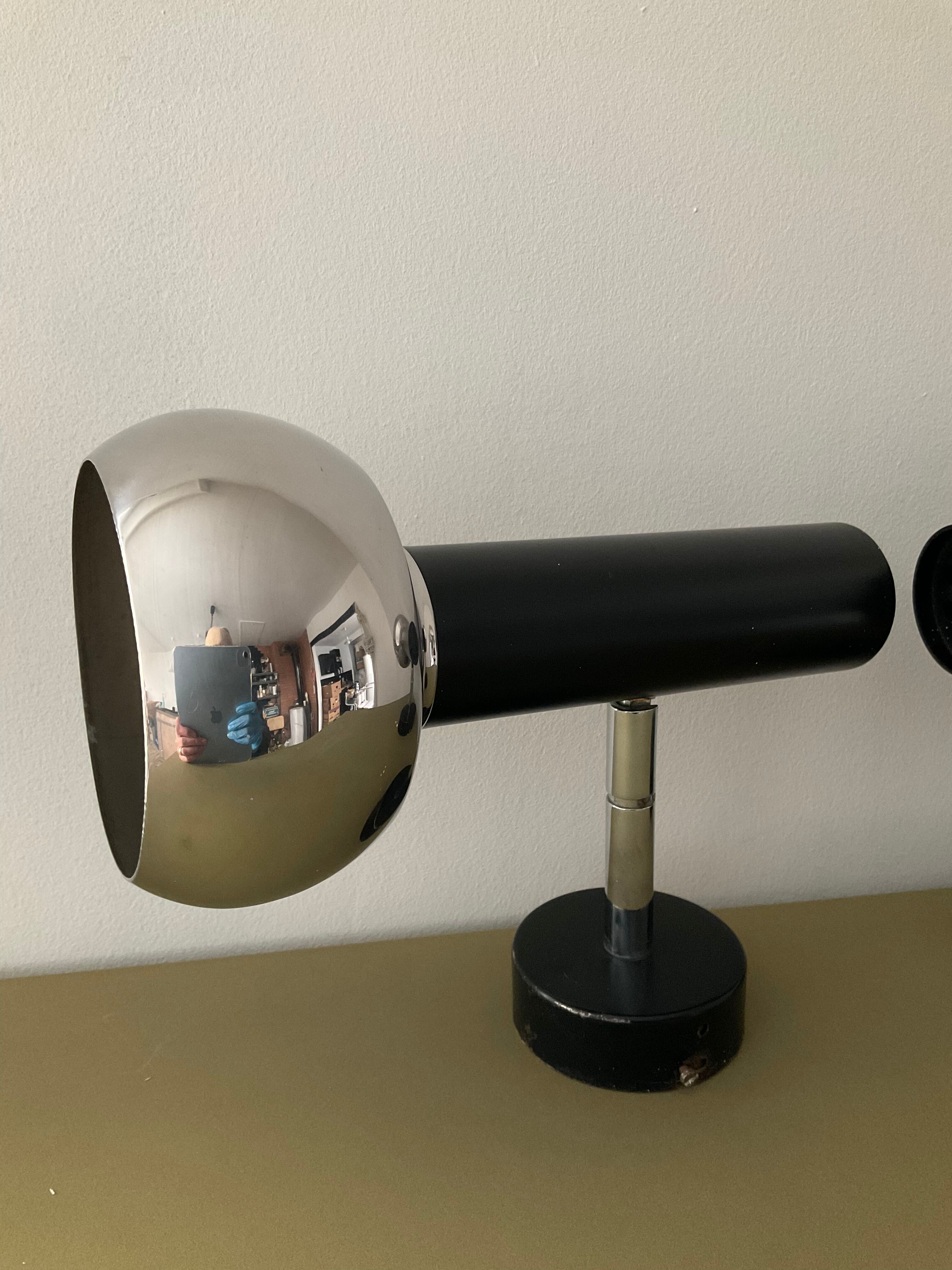 Pair of vintage wall lamps 60s-70s in chrome metal