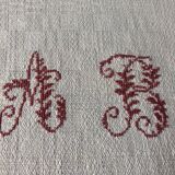 Tablecloth with AB monogram, antique linen