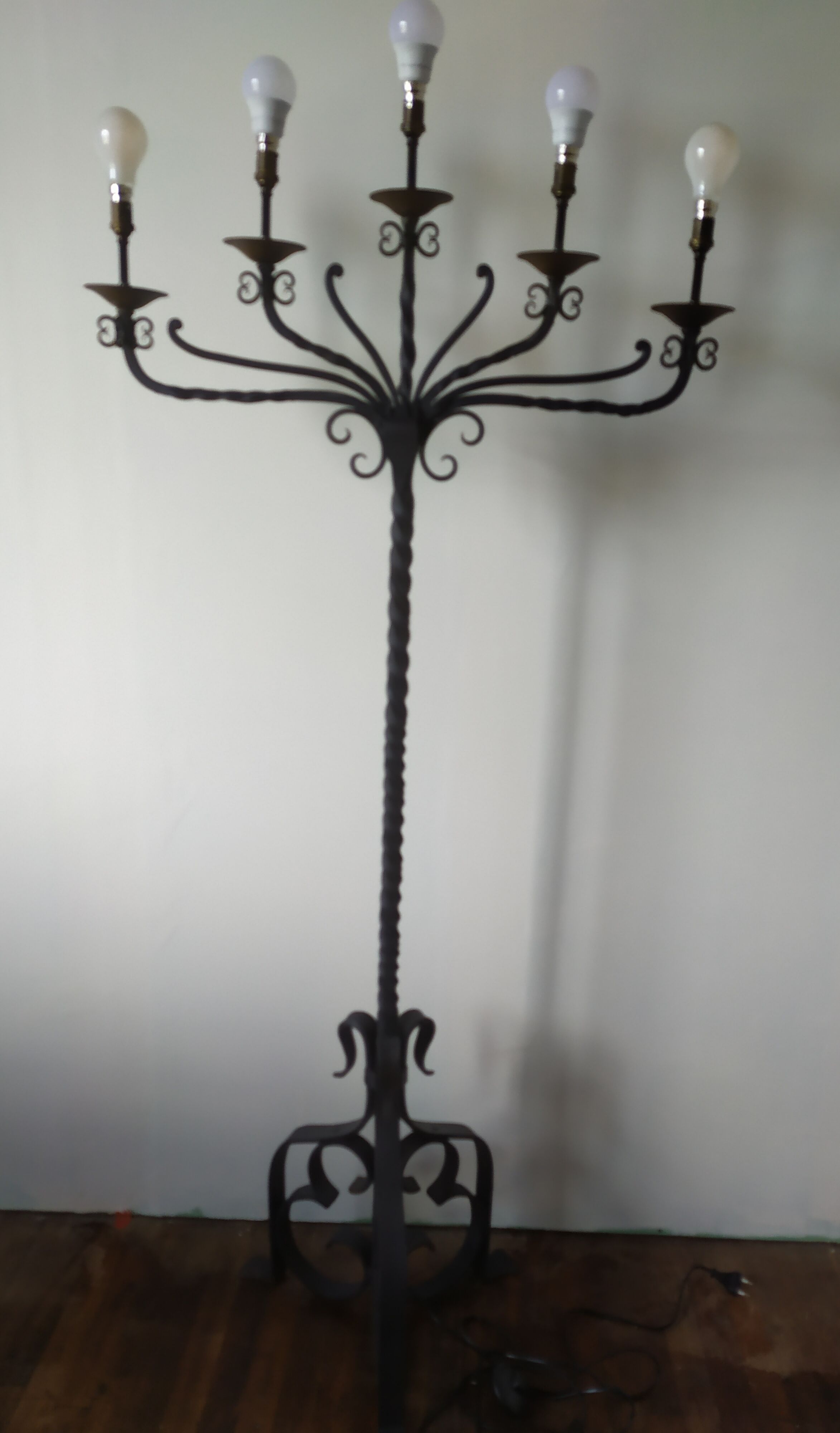 Chandelier 5 electrified high-time wrought iron lights