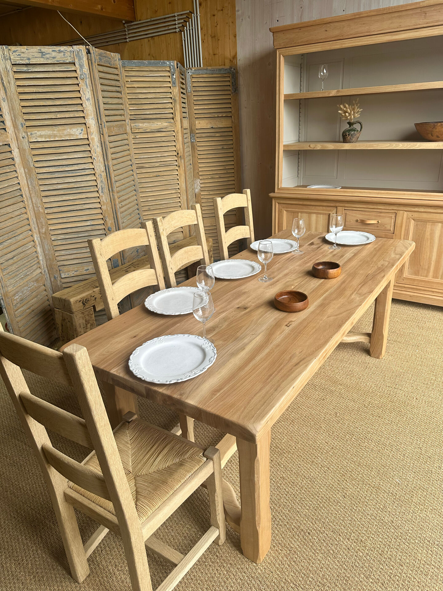 Grande table de ferme en chêne massif rénovée
