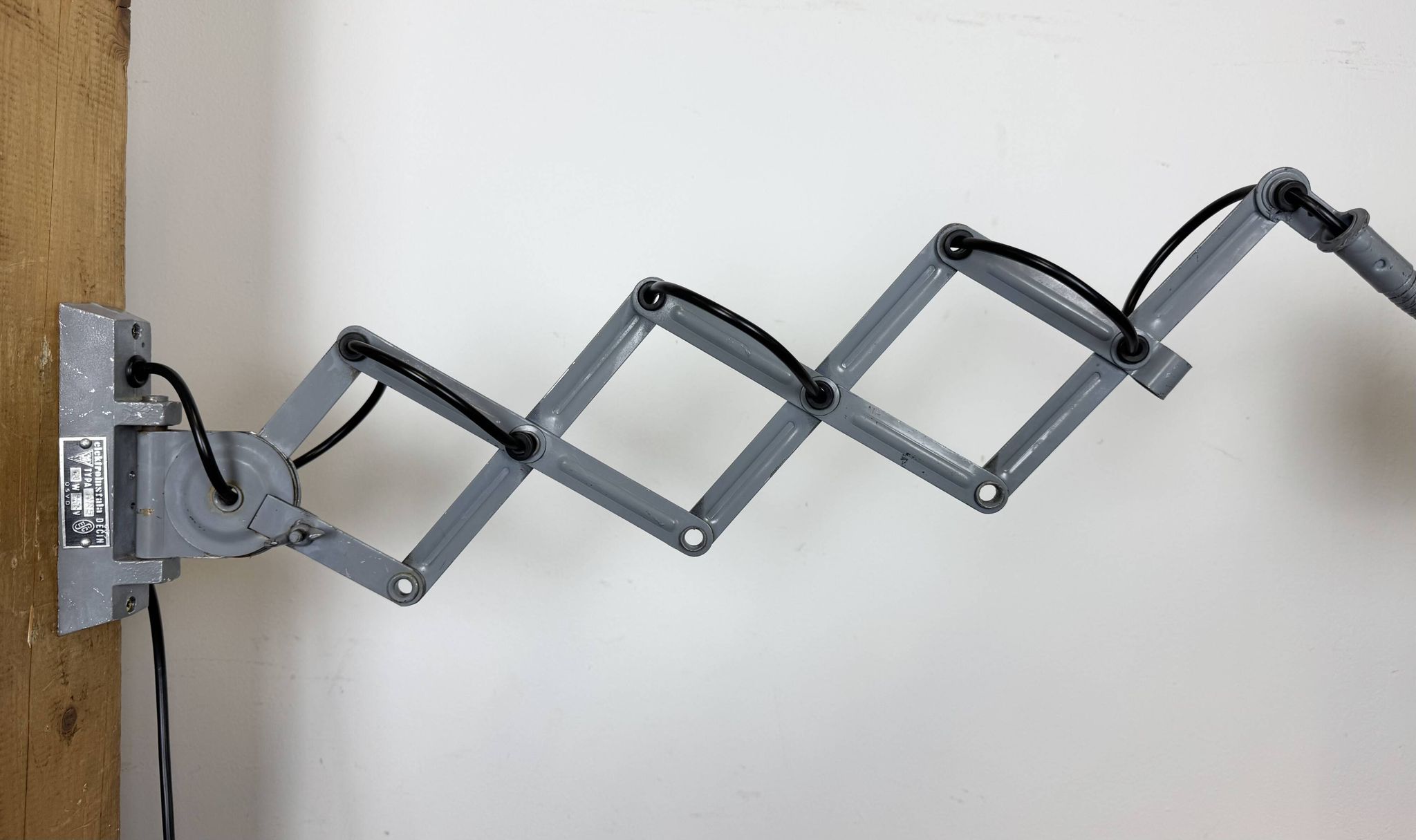 Grey Industrial Scissor Wall Lamp from Elektroinstala, 1960s