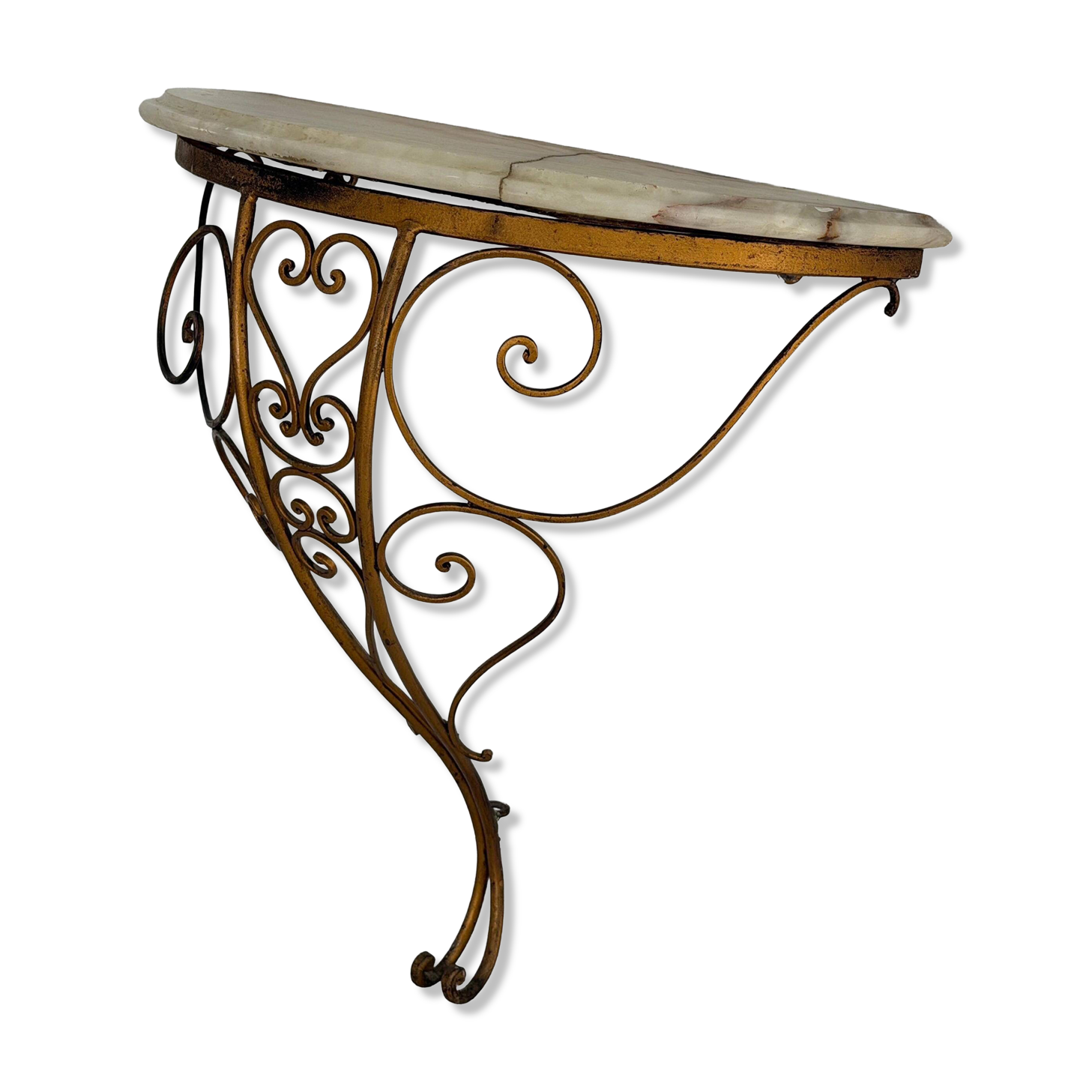 Mid-century floating wall console in wrought iron, 1950, Italy